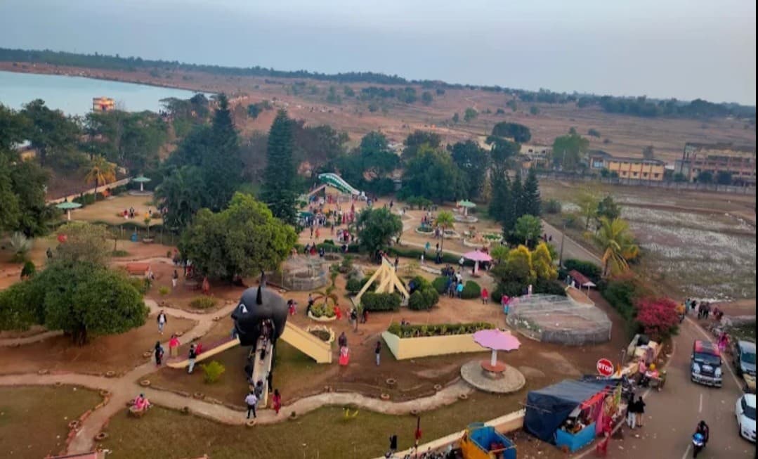Khandoli Dam Giridih — calm reservoir below granite hills with ropeway and garden, Giridih district, Jharkhand