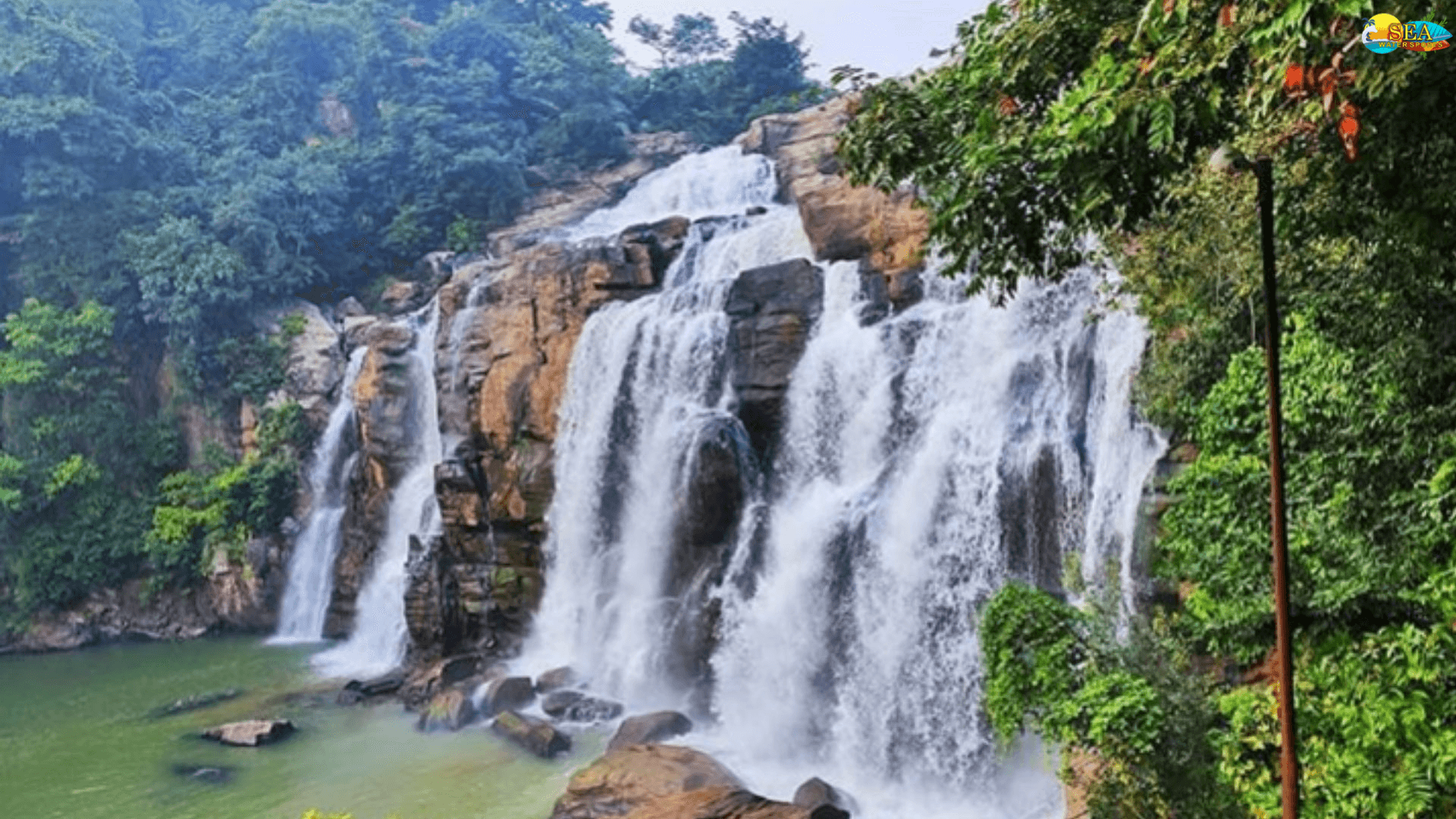 Hirni Falls — 37-metre Ramgarha River waterfall visible at ground level in sapwood forest, West Singhbhum, Jharkhand