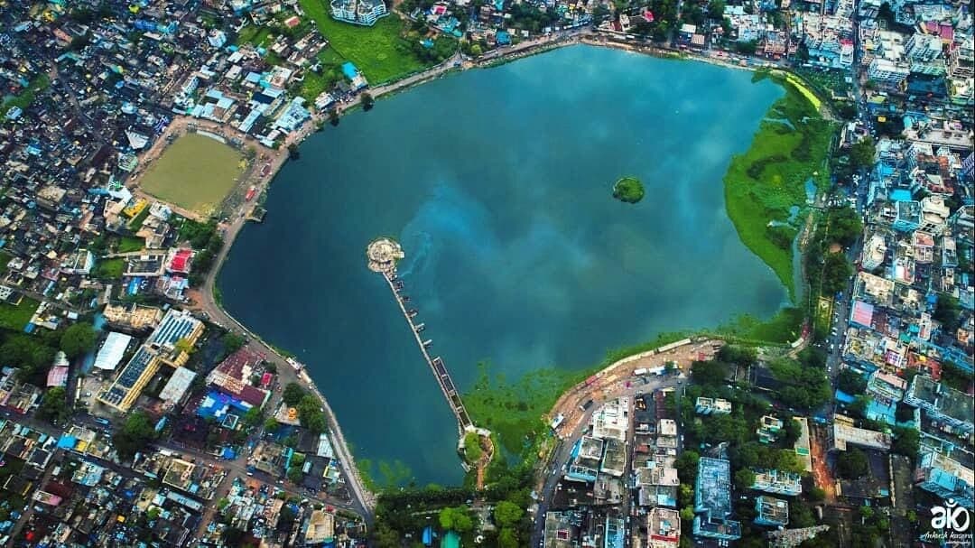 Ranchi Lake Bada Talab — historic city lake with lakefront promenade at dusk, Ranchi, Jharkhand